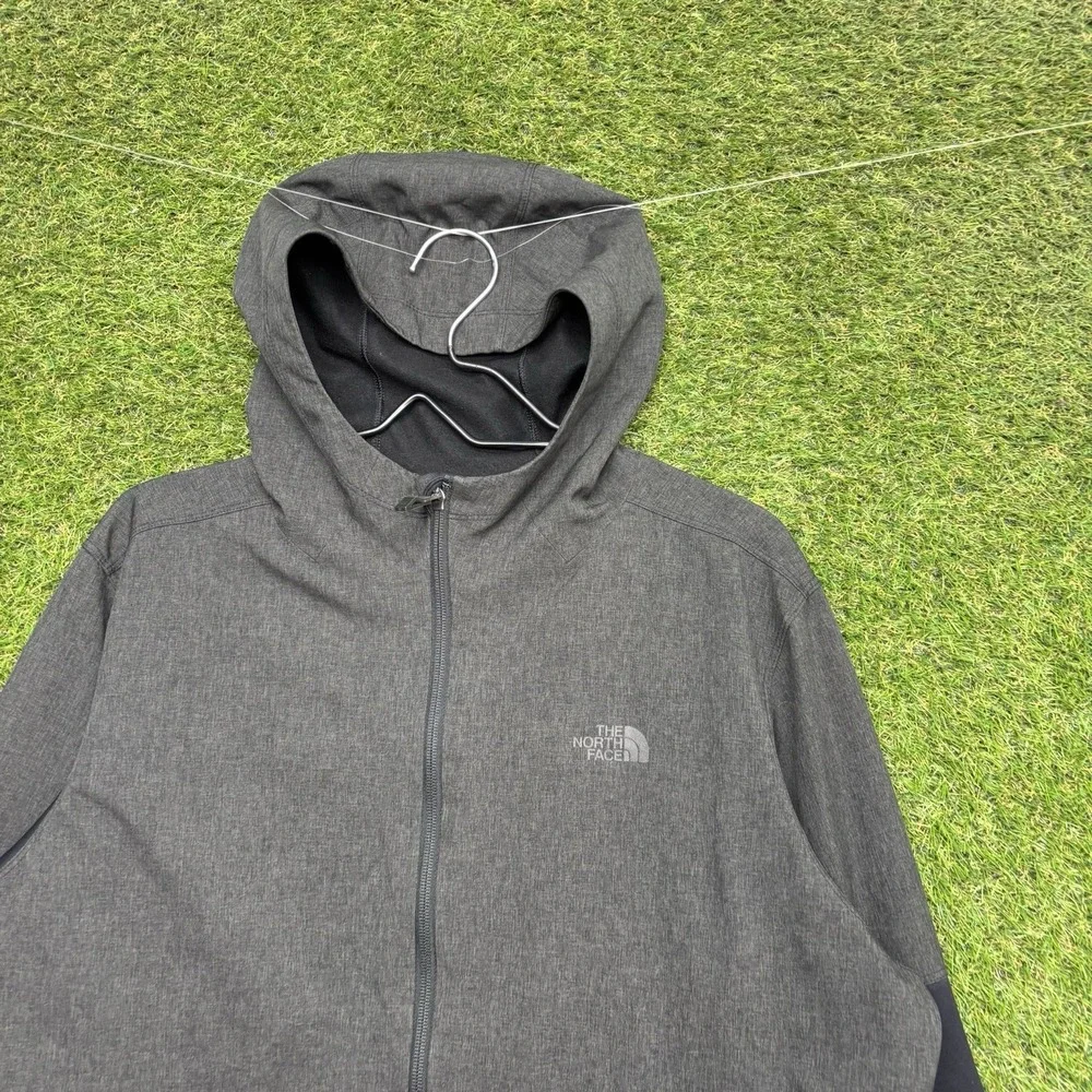 The North Face Kilowatt Jacket Mens Large Black Gray Full Zip Hooded Hiking